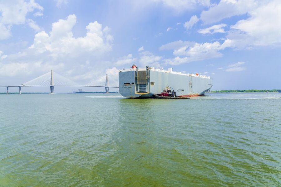 Charleston: Sightseeing Harbor Tour & Dolphin Watch - USS Yorktown CV-10 pass-by: seeing a carrier from the harbor