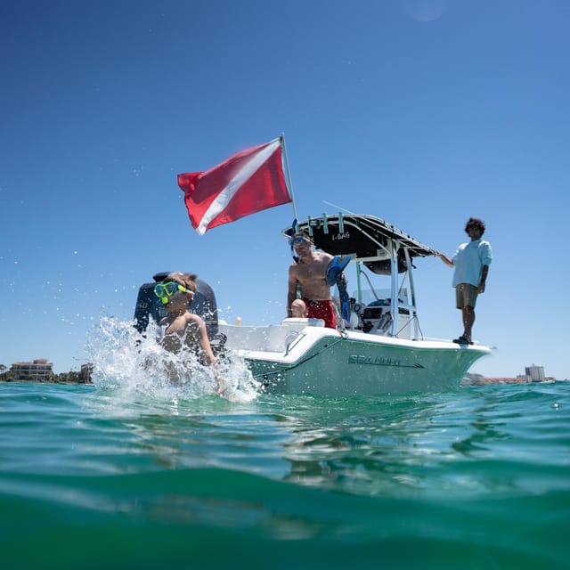 Destin: Snorkeling, Dolphins, and Crab Island - A private 21 boat beats the big Destin boat crowd