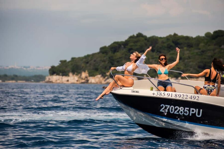 From Fazana: Dolphin watching and snorkeling in Blue Cave - Brijuni National Park: a swim break plus a dolphin-watching window