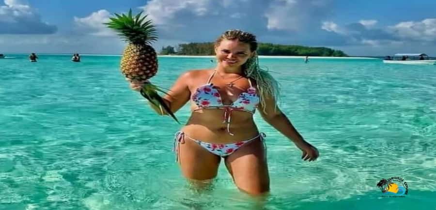 From Nungwi/Kendwa: Mnemba Atoll Starfishes & Dolphins Tour - Mnemba beach break at low tide: fruits, calm, and photos