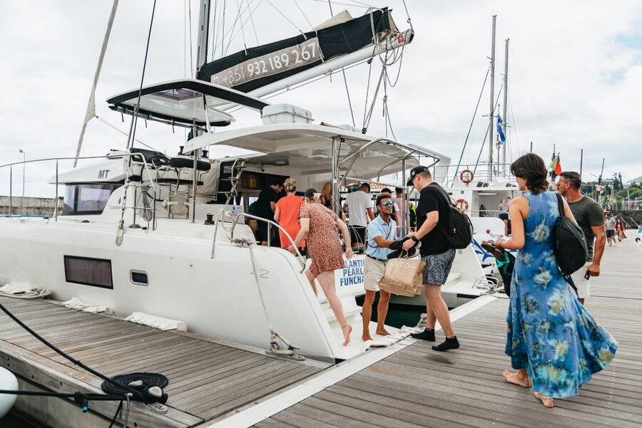 Funchal Bay: Dolphin & Whale Watch Luxury Catamaran Cruise - The catamaran ride to open sea: smoother sailing, better scanning