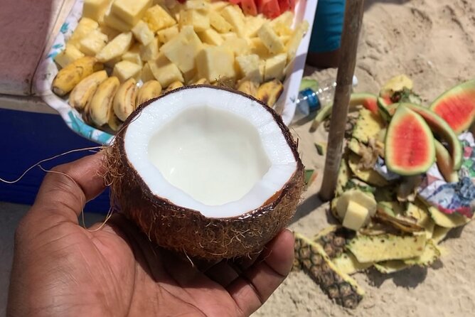 Luxury Swimming with DOLPHINS IN MNEMBA and LUNCH - Mnemba’s Sandbank Pause: Photos, Tropical Fruit, and a Breath of Calm