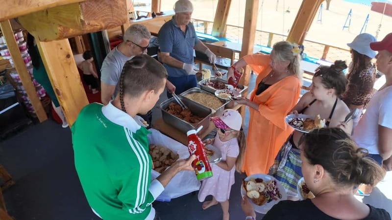Side: Dolphin Boat Tour With Lunch Foam party Swimming - Lunch by the Sparkling Water: Grilled Chicken Done Right