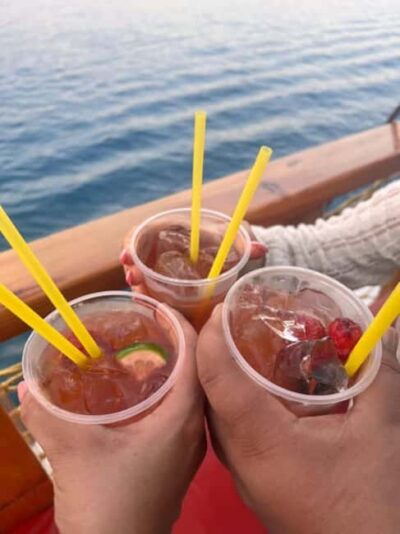 Side Dolphin Island Boat Trip with Lunch & Swim Stops - On the Double-Deck Boat: Sunbeds, Shade, and the Foam Party Mood