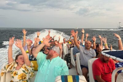 Thriller Sunset Dolphin Cruise in Destin Harbor - The Boat: 55-Foot Cat, 880 HP Diesel, and USCG-Inspected Capacity